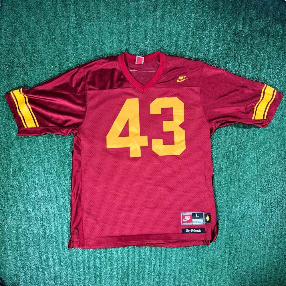Vintage Nike Troy Polamalu USC Trojans Jersey Size Large Red